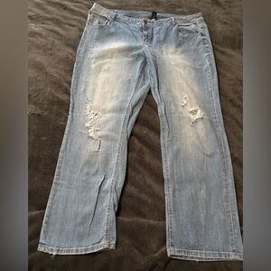 Lane Bryant Distressed Straight Leg Blue Jeans Size 22